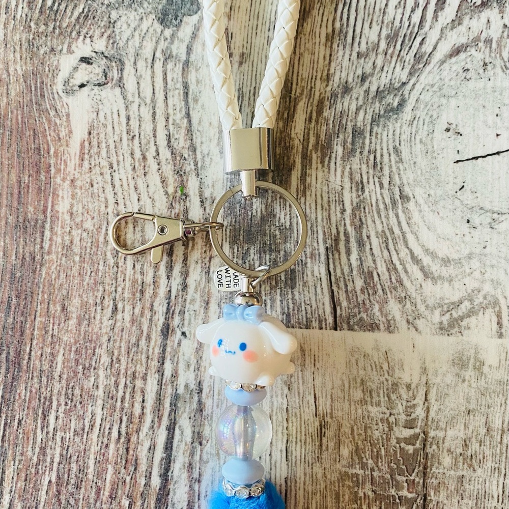 “Sanrio” Cute White and Blue Keychain with Character Charm